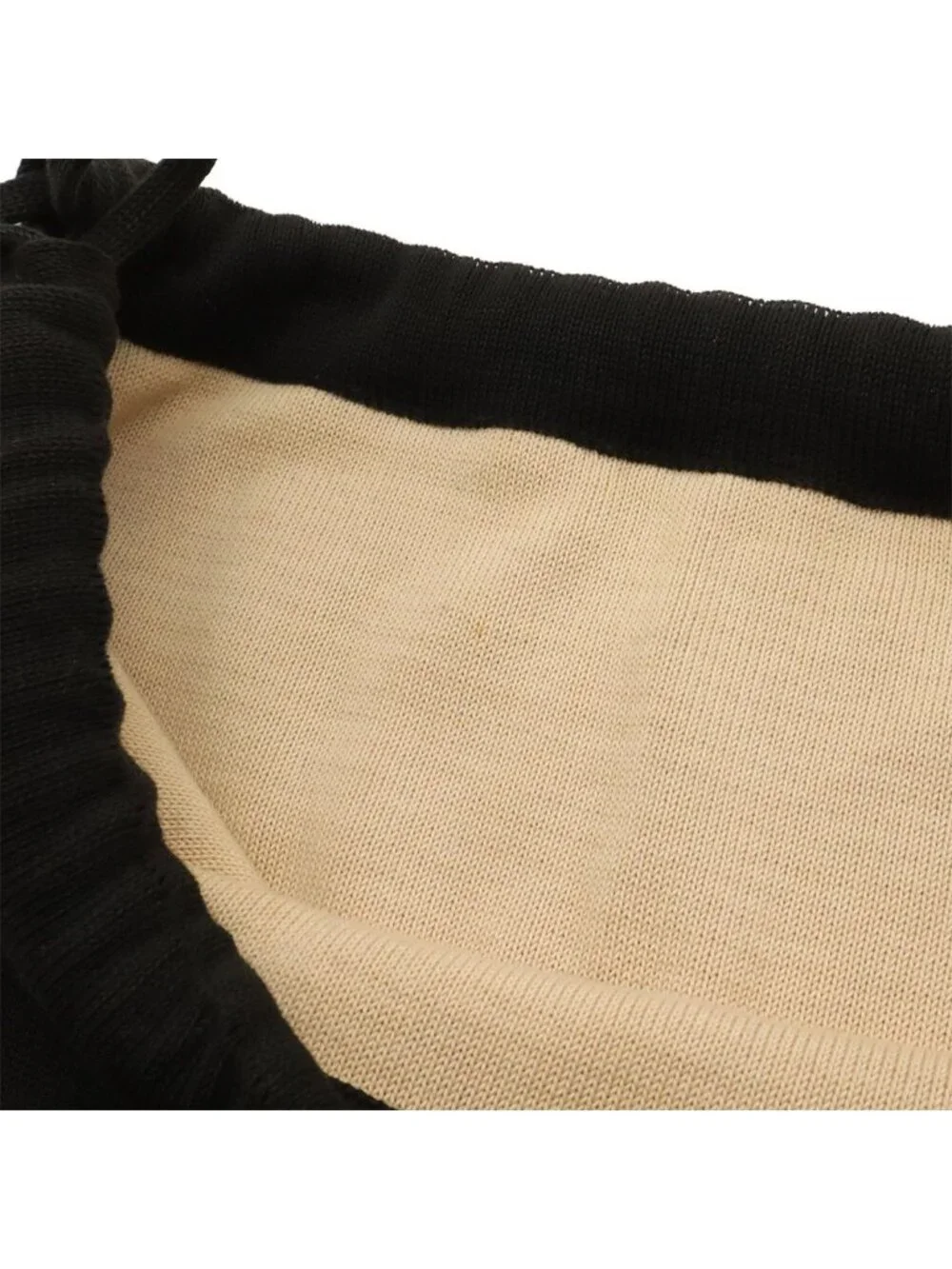 Chanel Sports Line CC Logo Nap Backpack Drawstring Cotton Black Beige